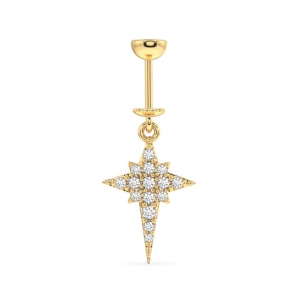Elongated star -  Helix hanging earring - 14k gold plated-Screw
