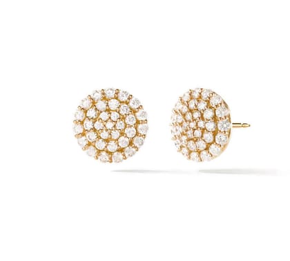 Brass 18k Rose Gold Crystal Button Stud Earring Pair For Women-Pink