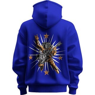 BULL CLOTHING Men's Astronaut Rocker Dark Blue Hoodie Premium 280 GSM Fleece for Softness, Comfort, and Durability (L)