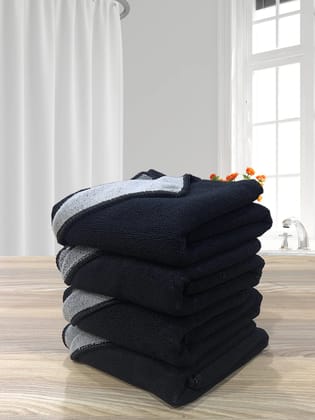 Euphoria 450GSM Reversible, Super Soft, Anti Microbial, Hand Towel (40cm x 60cm ), Black-Pack of 4