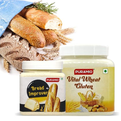 Puramio Combo Pack of- Vital Wheat Gluten, 600 gm & Bread Improver, 250 gm