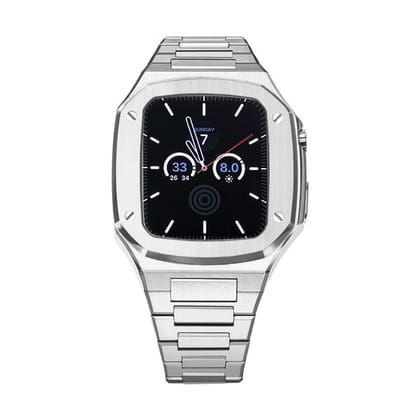 Luxury Stainless Steel Modification Kit By iSerieshub Compatible For Smart-Watch-45MM / Might Silver