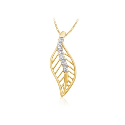 Senco Gold 14K Yellow Gold A Happy Leaf Diamond Pendant (Gold Weight - 0.9 g / 0.05 carat / HI-SI)