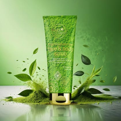 Body Cupid Matcha Green Tea Face And Body Scrub - 200 ml