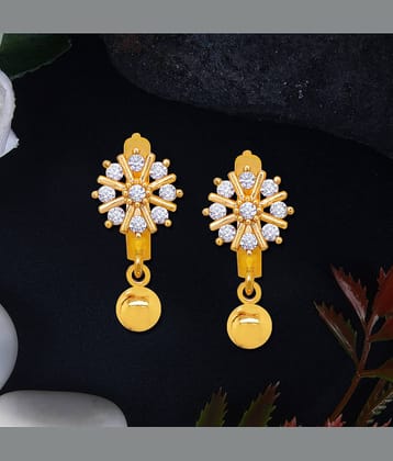 LUV FASHION Golden Stud Earrings ( Pack of 1 )