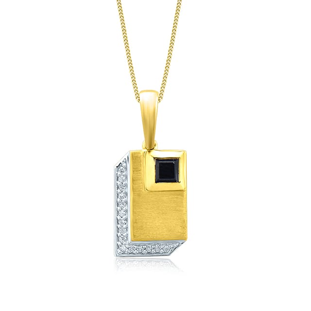Senco Gold Strong Personage Men Diamond Pendant (2.5 gram / 0.08 Ct / HI-SI / 14K Yellow Gold)