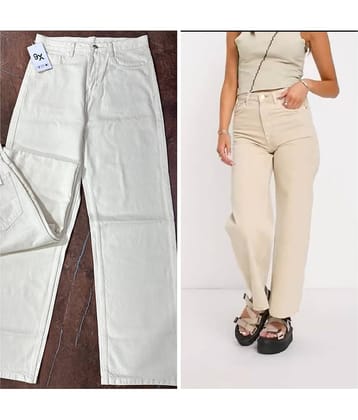 9x denims Women's Baggy Fit High-Rise Jeans ( Cream )