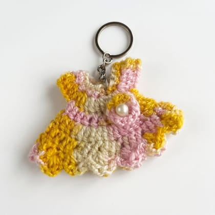 Handmade Crochet Dress Keychain - Pink & Yellow