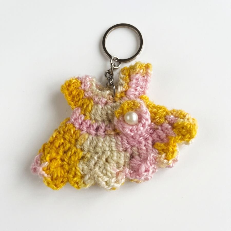 Handmade Crochet Dress Keychain - Pink & Yellow