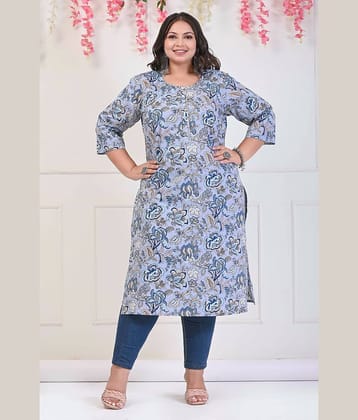 Swasti Cotton Printed Straight Women's Kurti - Grey ( Pack of 1 )