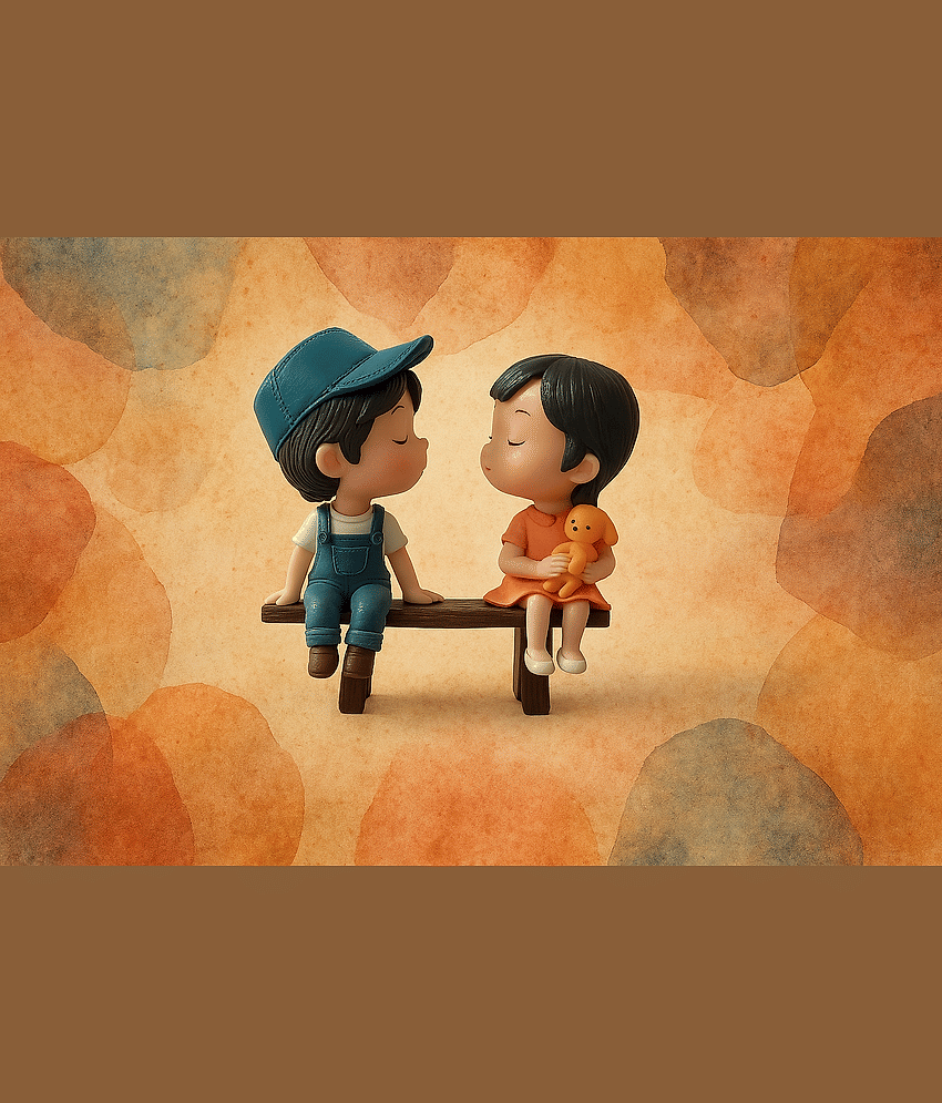 Exopick Kissing Couple on Bench Resin Showpiece Couple Miniatures Showpiece