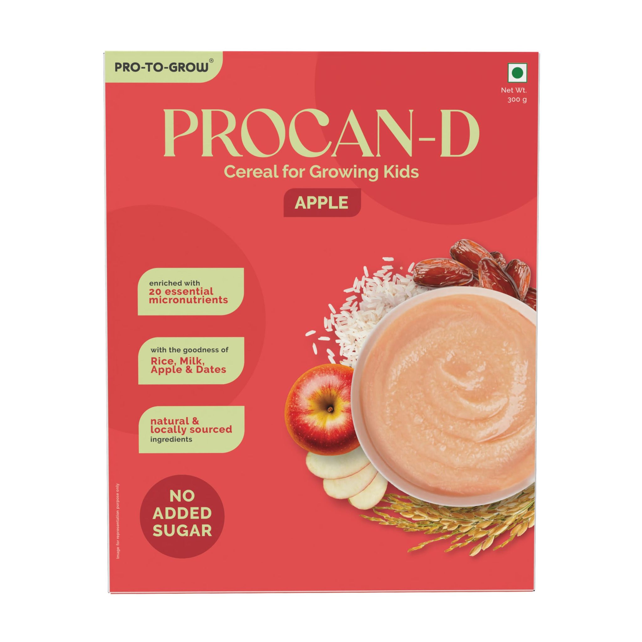 Pro To Grow Procan-D Banana Cereal 300g for Growing Kids | Enriched with Rice, Banana & Dates | No Added Sugar or Preservatives with 20 Micronutrients | Gluten-Free Formula for Complete Nutrition