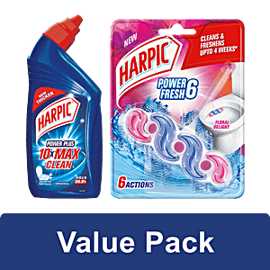 Harpic Disinfectant Toilet Cleaner, Original 1 L + Power Fresh 6, Floral Delight 35 g, Combo 2 Items