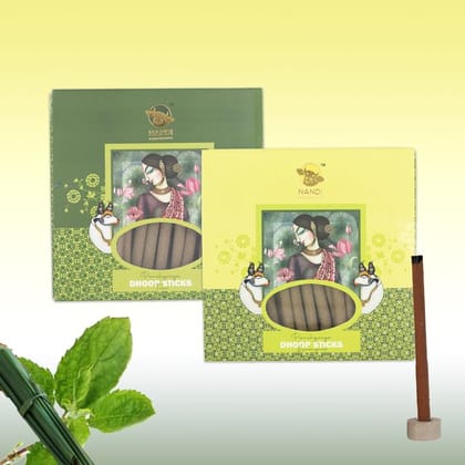 Nandi Panchgavya 100 Percent Cow Dung Dhoop Sticks for Pooja with Stand (Tulsi & Lemomgrass Fragrance-100 Sticks)