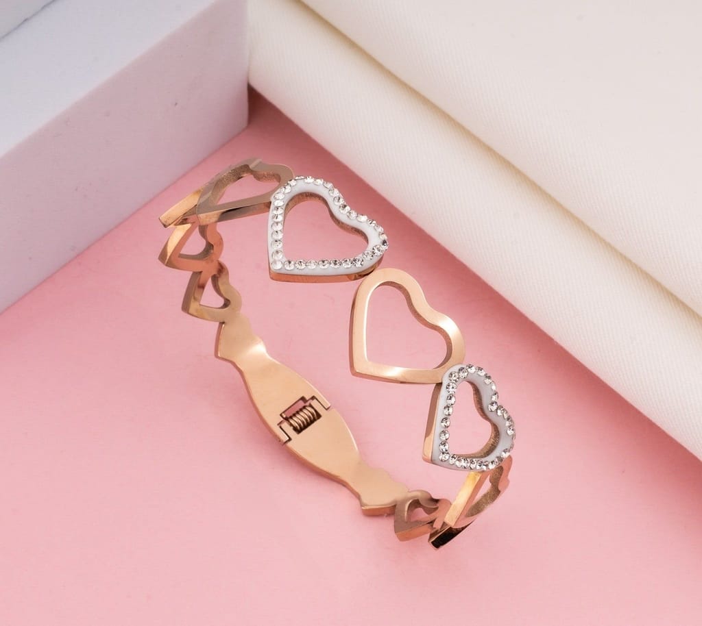 Rose Gold Heart Bracelet with Crystals for Women | Romantic & Elegant