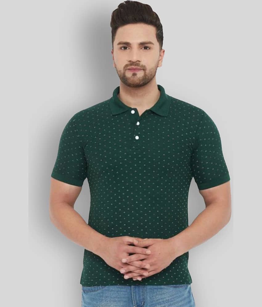 The Million Club Pack of 1 Polyester Regular Fit Printed Half Sleeves Men's Polo T Shirt ( Green )