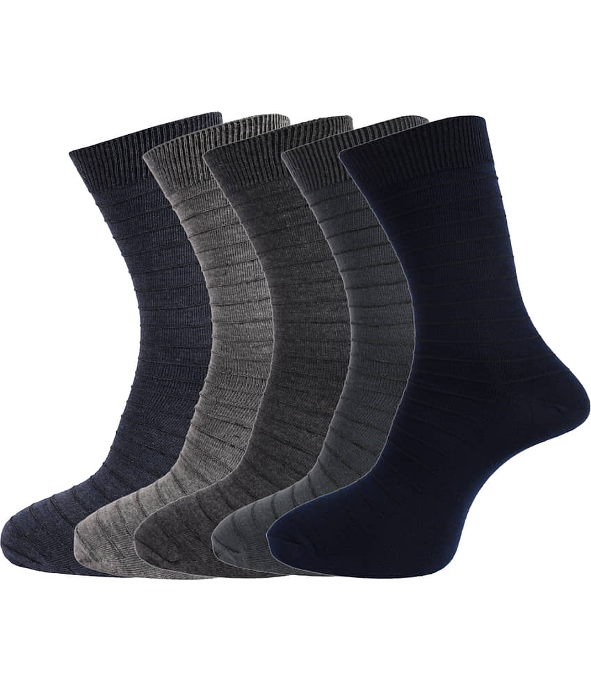 Dollar - Cotton Men's Self Design Multicolor Full Length Socks ( Pack of 5 )