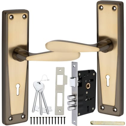 BUCKLER Iron Mortise Handle Lock for Main Door, Bedroom, Main Gate Heavy Duty-70MM Double Turn Lock-8 Inch-Baleno