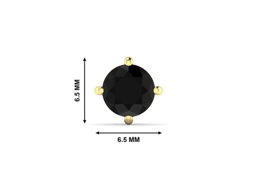 Black Round Solitaire Men's Ear Stud (1 Pc Only)