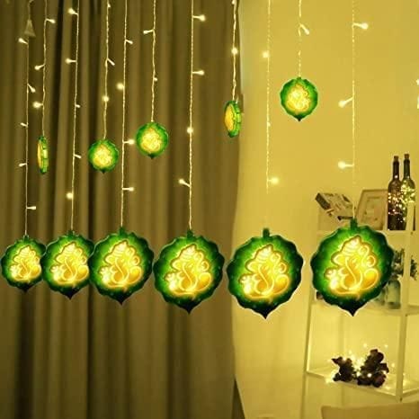 Ganesh Curtain LED Diwali Lights 114 LED 3 Meter Curtain String Lights