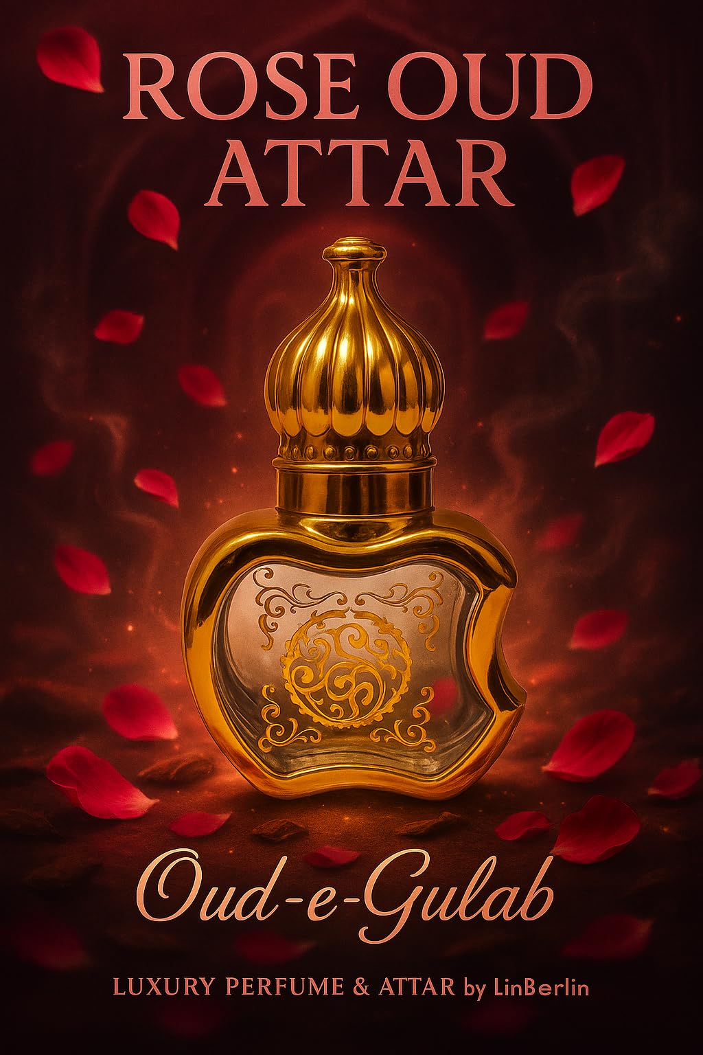 Rose Oud Attar (12ml) | Oud-e-Gulab | Long Lasting Arabic Rose & Oud Fragrance Oil for Men & Women | Alcohol-Free Fabric Use Traditional Attar by LinBerlin