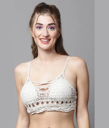 PrettyCat Cotton Lightly Padded Women's Bralette Bra ( White )