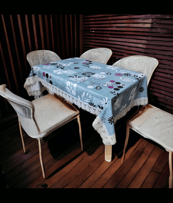 mopak decor Printed Polyester 4 Seater Square Table Cover ( 229 x 152 ) cm Pack of 1 Green