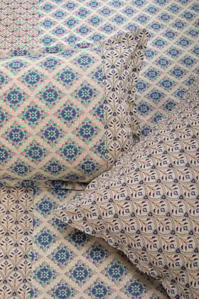 Anjali Cotton Bedsheet-Double - 90 x 108 in / Blue Turquoise / Turquoise