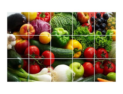 DreamKraft Vinyl Multi Vegies Kitchen Sticker 73 cm X 47 cm, Multicolor