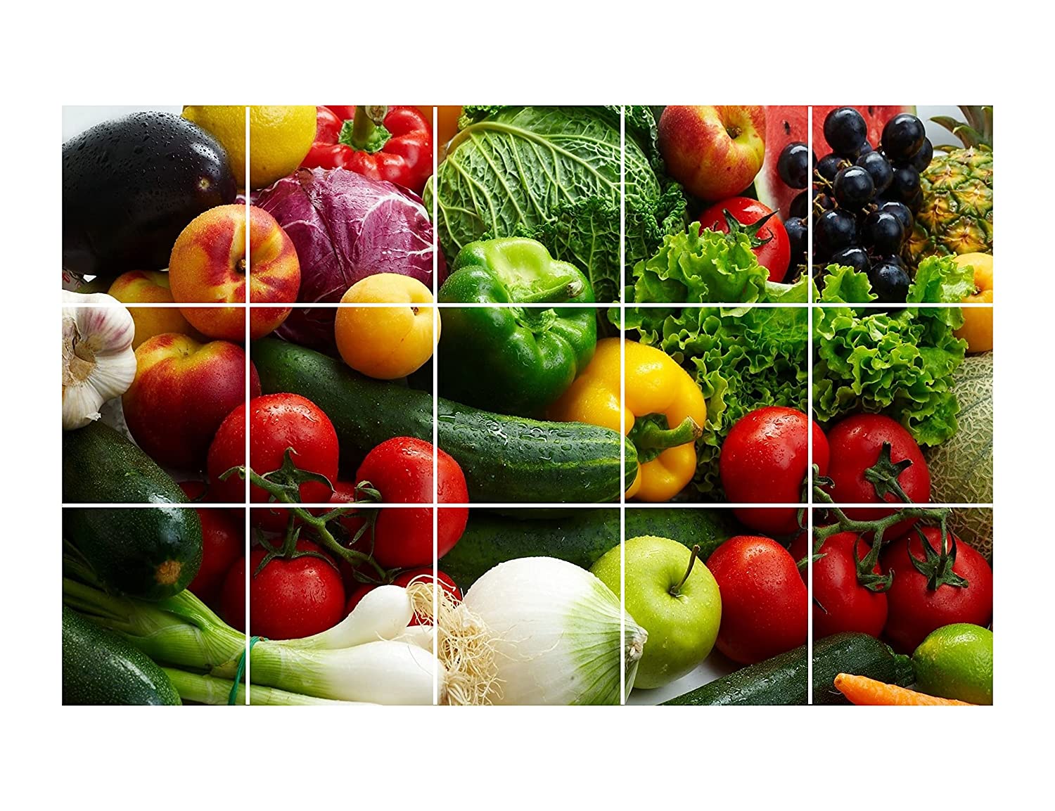 DreamKraft Vinyl Multi Vegies Kitchen Sticker 73 cm X 47 cm, Multicolor
