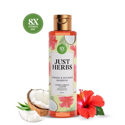 Strong & Nourish Shampoo | Coconut, Hibiscus, Castor & 11 Herbs Strong & Nourish Shampoo | Coconut, Hibiscus, Castor & 11 Herbs - 200ml