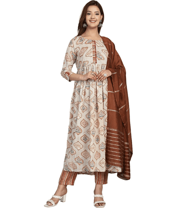 Rajnandini Cotton Printed Kurti With Pants Women's Stitched Salwar Suit - Multicolor ( Pack of 1 )