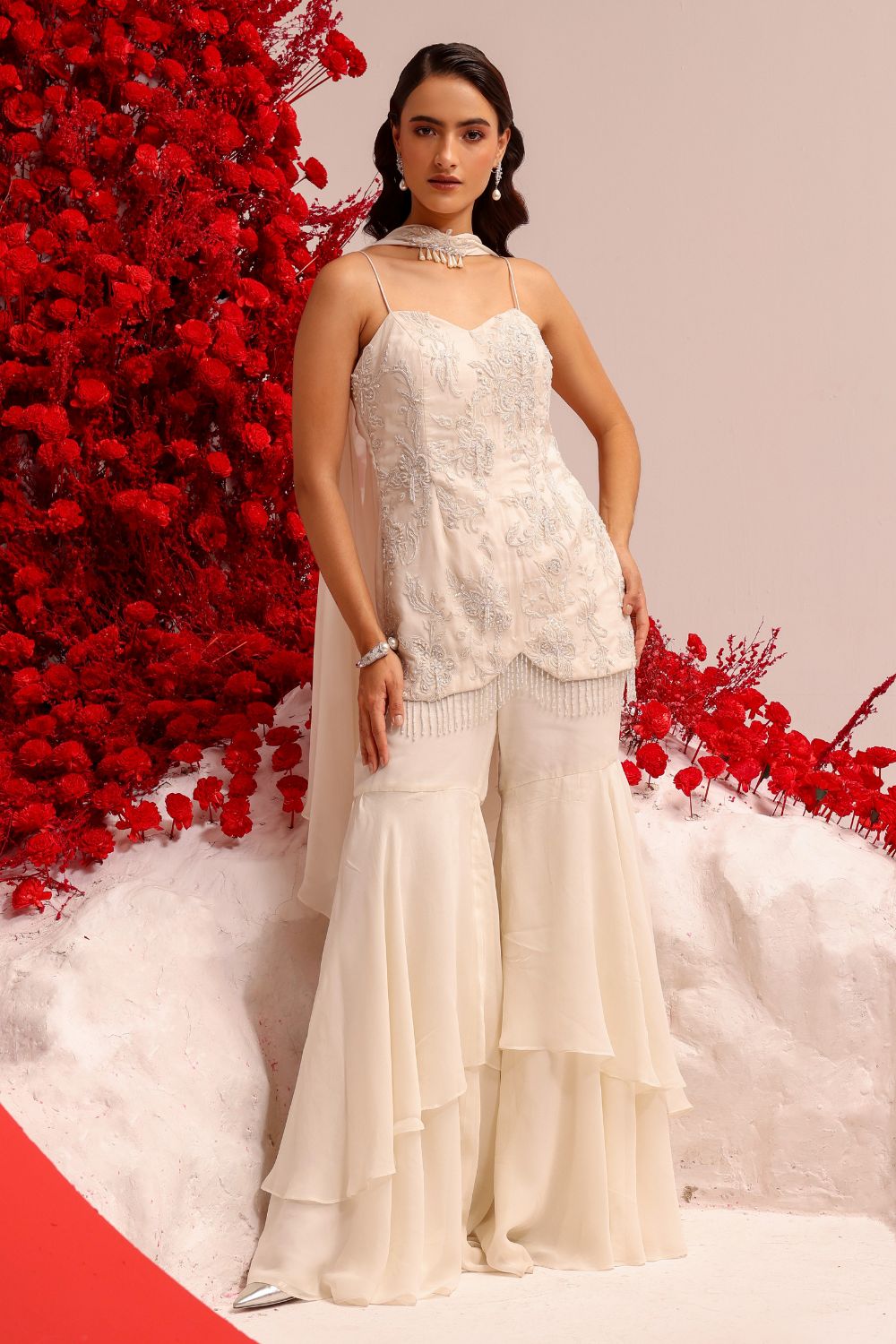 Afreen ivory sharara set-XS