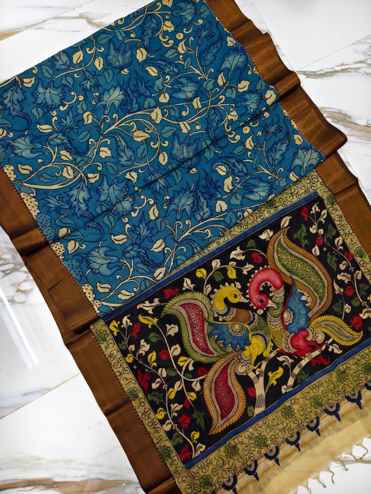 Kalahasti Kalamkari on Bangalore Style 6-Bangalore Silk