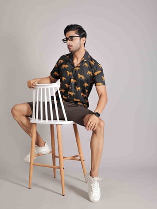 Men by House of Gulab Cuban Collar Cotton Shirt-XXL