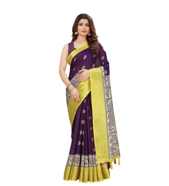 Women's Cotton Silk Printed Saree With Unstitched Blouse 5.5Mtr (Multicolor)-PID66598