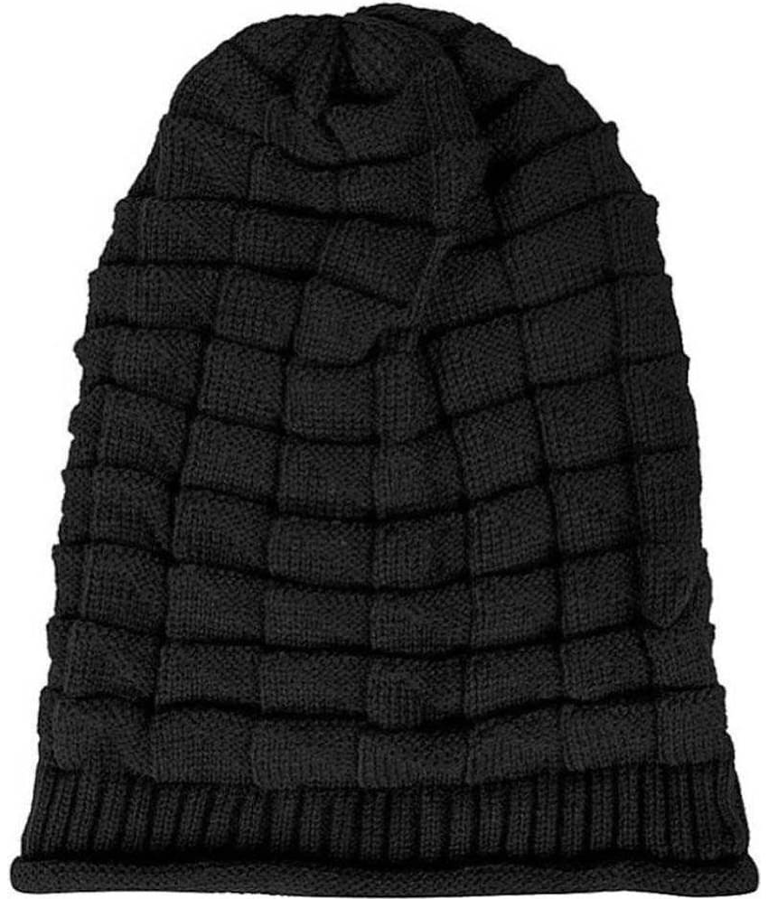 Tahiro Black Woollen Beanie Cap - Pack Of 1