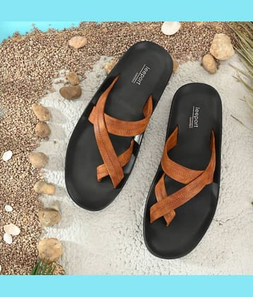 Leeport - Tan Men's Thong Flip Flop