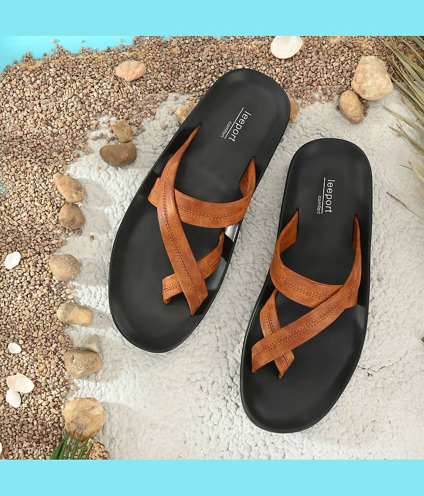 Leeport - Tan Men's Thong Flip Flop