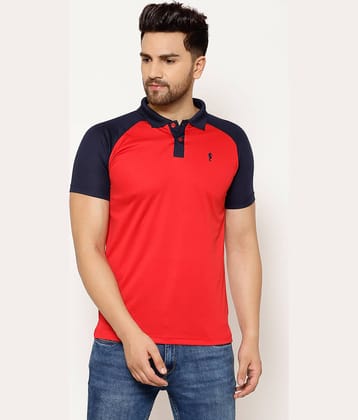 EPPE Pack of 1 Polyester Regular Fit Colorblock Half Sleeves Men's Polo T Shirt ( Red )