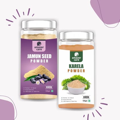AmazerCare Karela Powder and Jamun Seed Powder Combo - Natural Blood Sugar Support and Wellness-200gm Combo