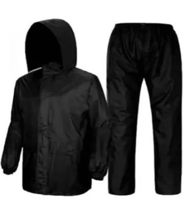 AutoRetail Rainsuit Unisex For Men's & Women’s Rainsuit| Rainwear| 100% Waterproof Rainsuit For Bikers With Hood and Side Pocket With Storage Bag |Black Color
