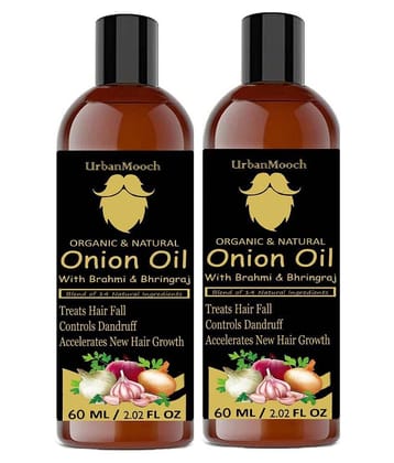 UrbanMooch ONION Hair Oil Blend of 14 Natural For Hair Growth 60 mL Each Pack of 2