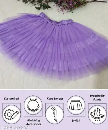 Tulle Net Ruffle Skirt - Lavender with Hand accessory