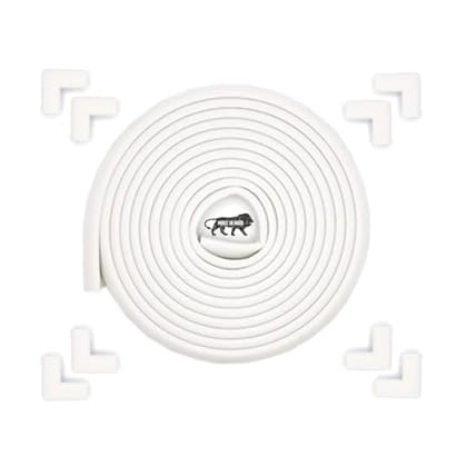 KIDS STATION™ Baby Proofing Edge and Corner Guard for Kids Safety, Wrinkle Free, Zero Damage to Furniture Upon Installation, Made in India Rubber Combo Pack (40g/mt, L-Shape, 5m+8, Off-White)