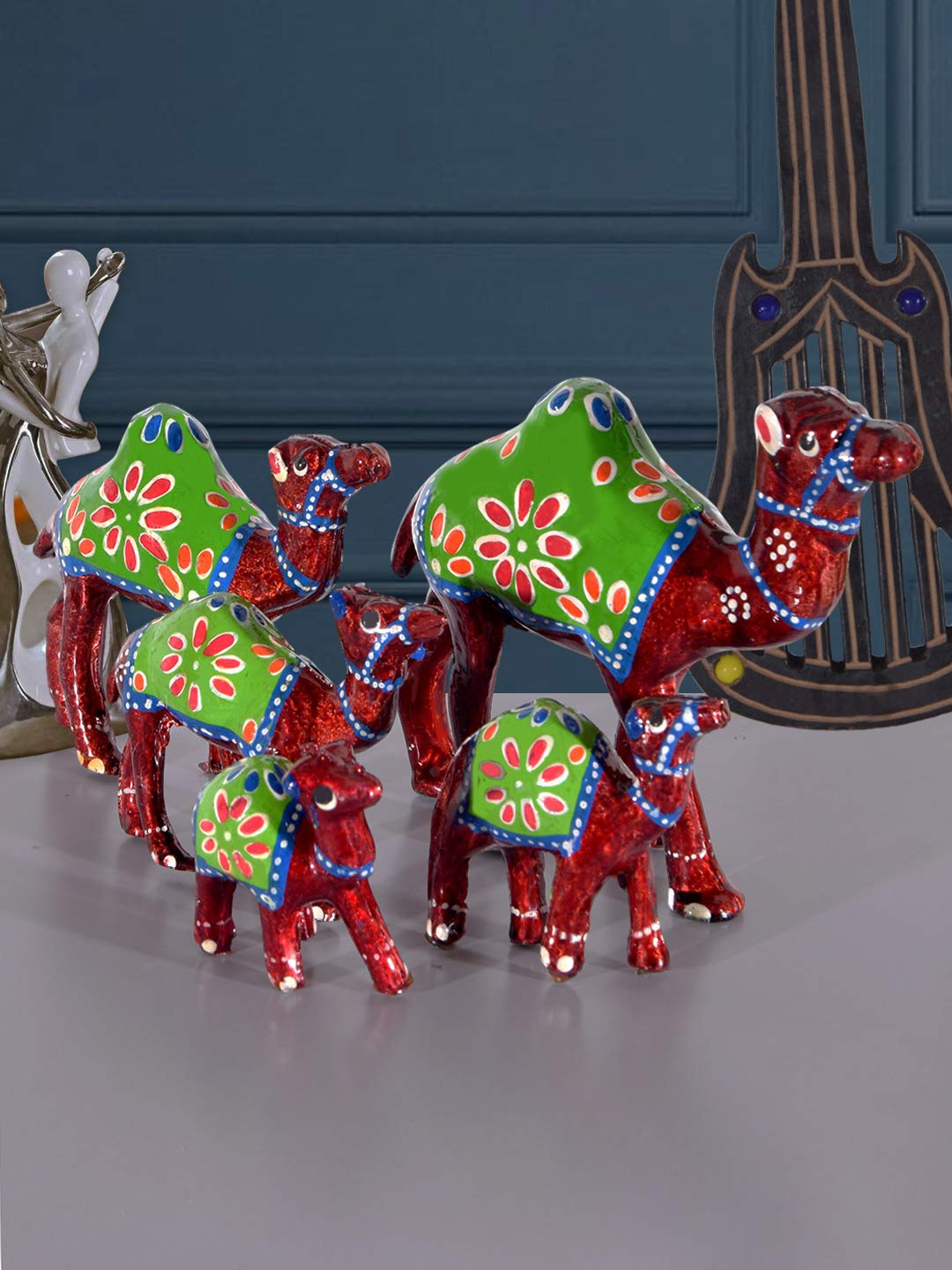 DreamKraft Handcrafted Set of 5 Showpiece Camel Set for Decoration and Gift Purpose