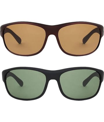 Kanny Devis - Black Wrap Around Sunglasses ( Pack of 2 )