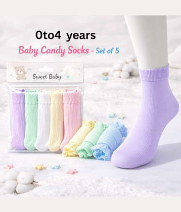 BBYARAJ Pack of 5 Unisex for Baby Nylon Full Length Socks ( Multicolor )
