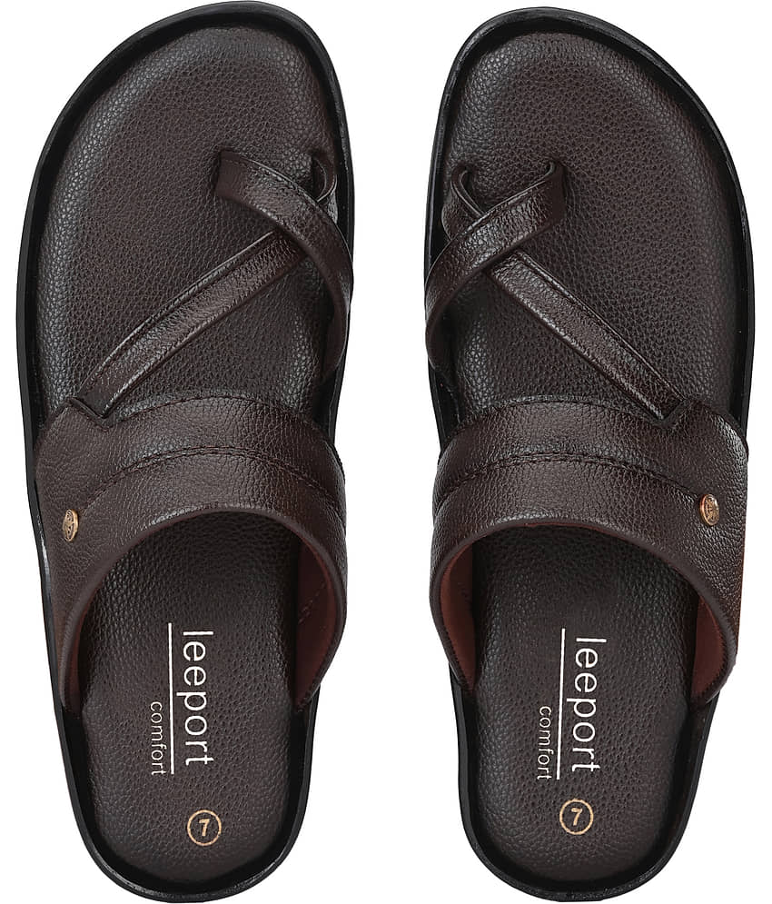 Leeport - Black Men's Leather Slipper