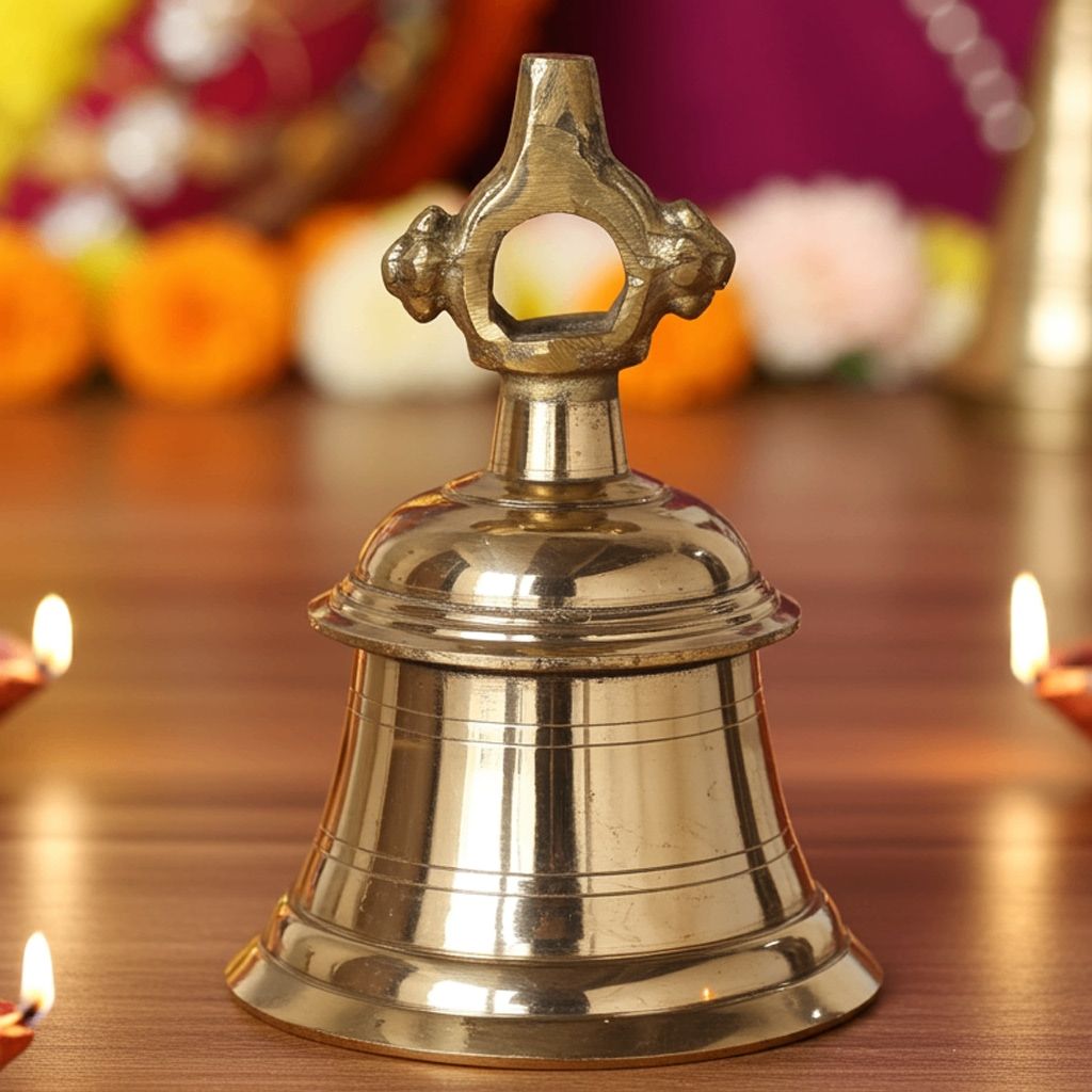 Brass Temple Hanging Ghanta, Hanging Bell, Ghanta 5 KG - Traditional Brass Bell for Mandir & Home Decor (ZMAS493 J)